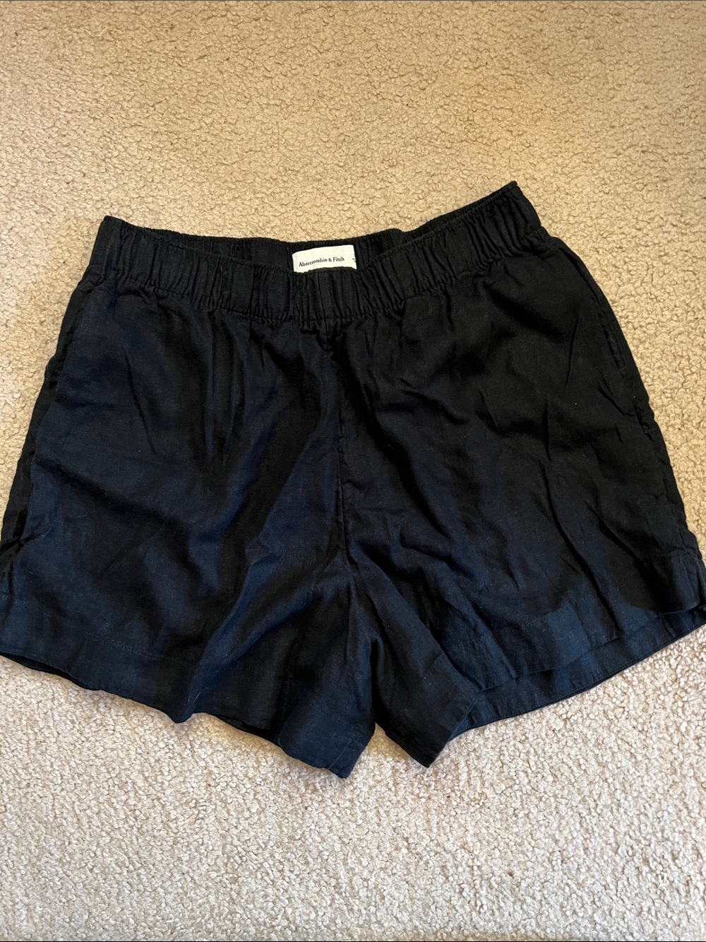 Abercrombie & Fitch Black High-Waist Elastic Shorts